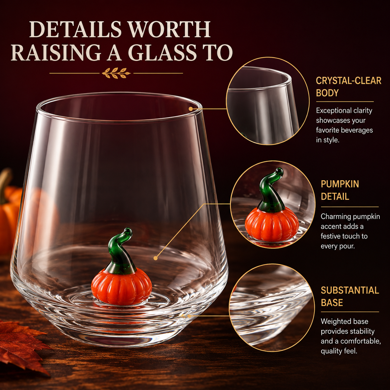 Clear Decorative Pumpkin Glass Set for Autumn