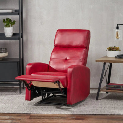 Contemporary red recliner chair with push-back function in faux leather, HouseOfZazla on Tampa Home & Garden Store
