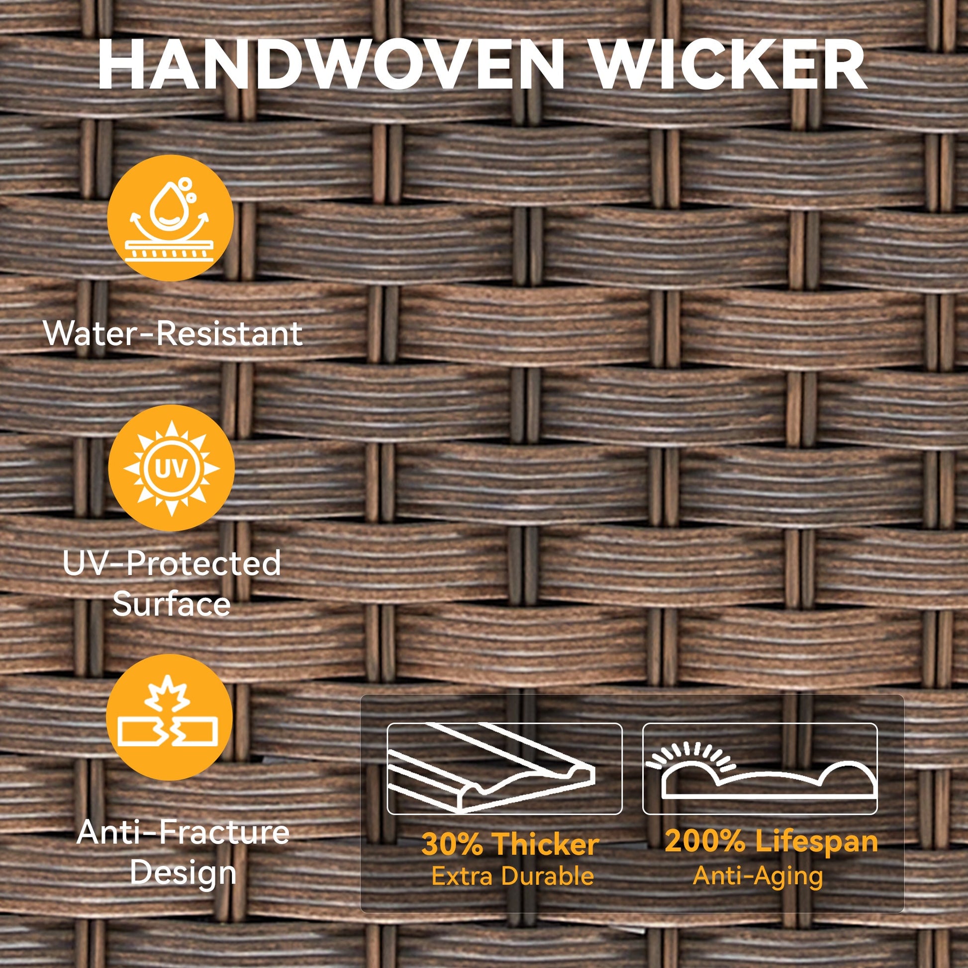 3-Piece Outdoor Furniture Set HouseOfZazla handwoven wicker with swivel gliders rocker on Tampa Home & Garden Store