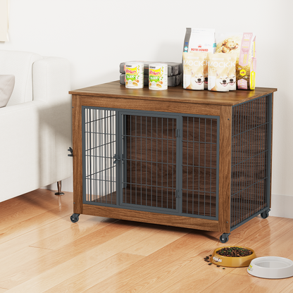 38.6in dog crate furniture with wheels for small dogs, frame, casters by HouseOfZazla on Tampa Home & Garden Store