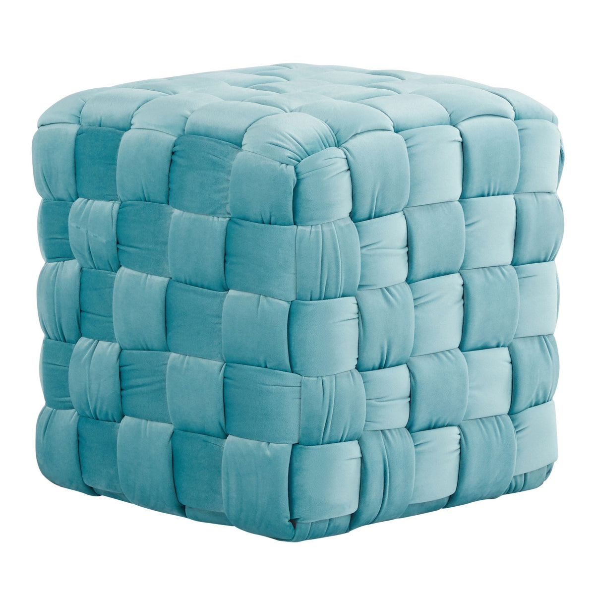 Square braided ottoman in pink, light blue, gray, beige; HouseOfZazla accent ottoman on Tampa Home & Garden Store