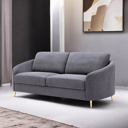 Sofa gray linen stationary with gold metal legs by Unique Piece Furniture on Tampa Home & Garden Store