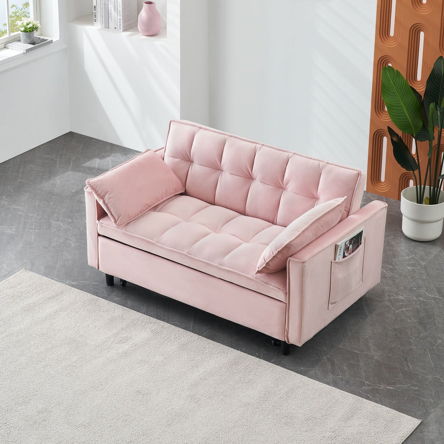 Large 3 In 1 Sofa Bed and Velvet Living Room