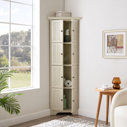 4 Tier Corner Pantry Storage Cabinet With 8 Doors