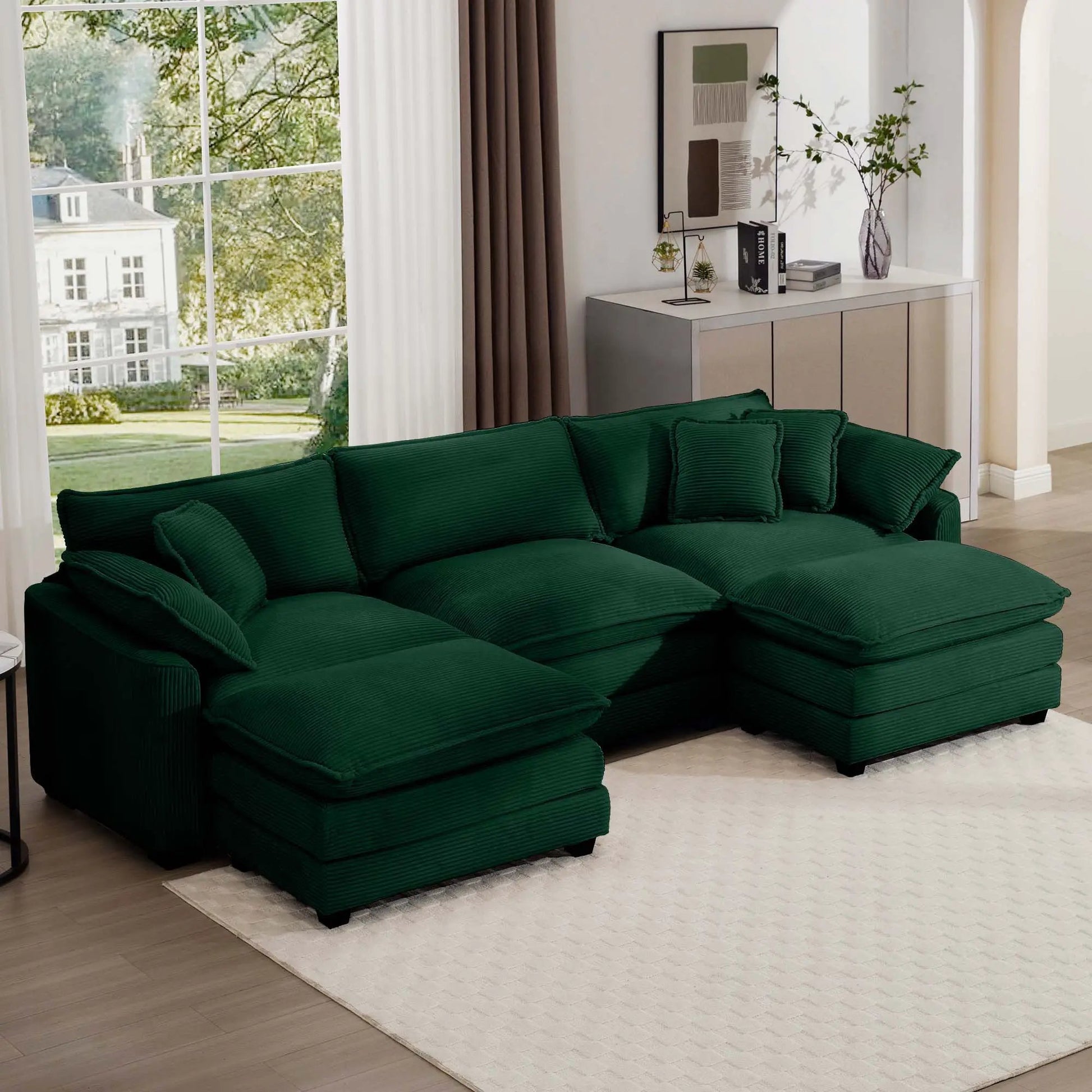 3-piece modern oversized modular sofa with ottoman in green by Unique Piece Furniture on Tampa Home & Garden Store