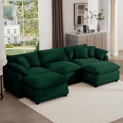 Modern Oversized Modular Cushion Sofa with Ottoman, 2-piece, emerald by HouseOfZazla on Tampa Home & Garden Store