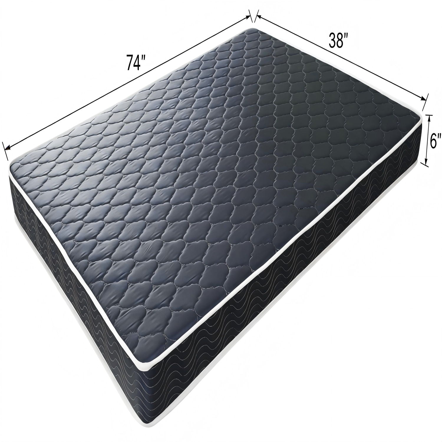 6in waterproof foam mattress Twin HouseOfZazla hybrid black blue quilted cover on Tampa Home & Garden Store