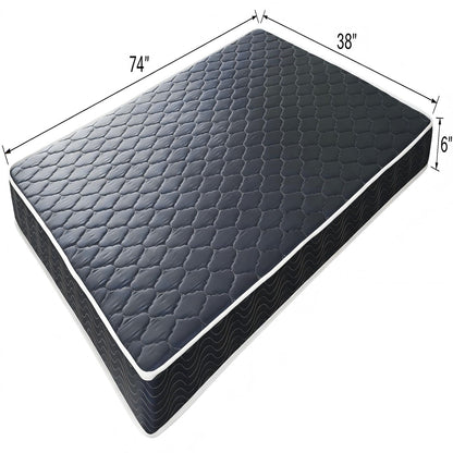 6in waterproof foam mattress Twin HouseOfZazla hybrid black blue quilted cover on Tampa Home & Garden Store