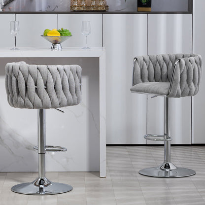 360 Swivel Counter Stools With a Woven Back
