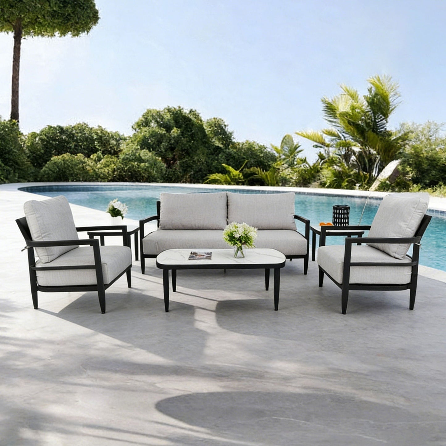 Outdoor Conversation Set with Sunbrella Cushions