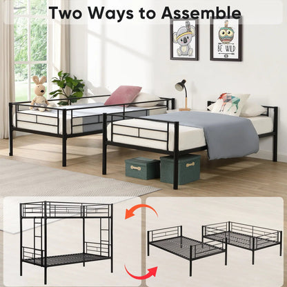 Bunk Bed With Trundle in black metal frame, twin mattresses by Unique Piece Furniture on Tampa Home & Garden Store