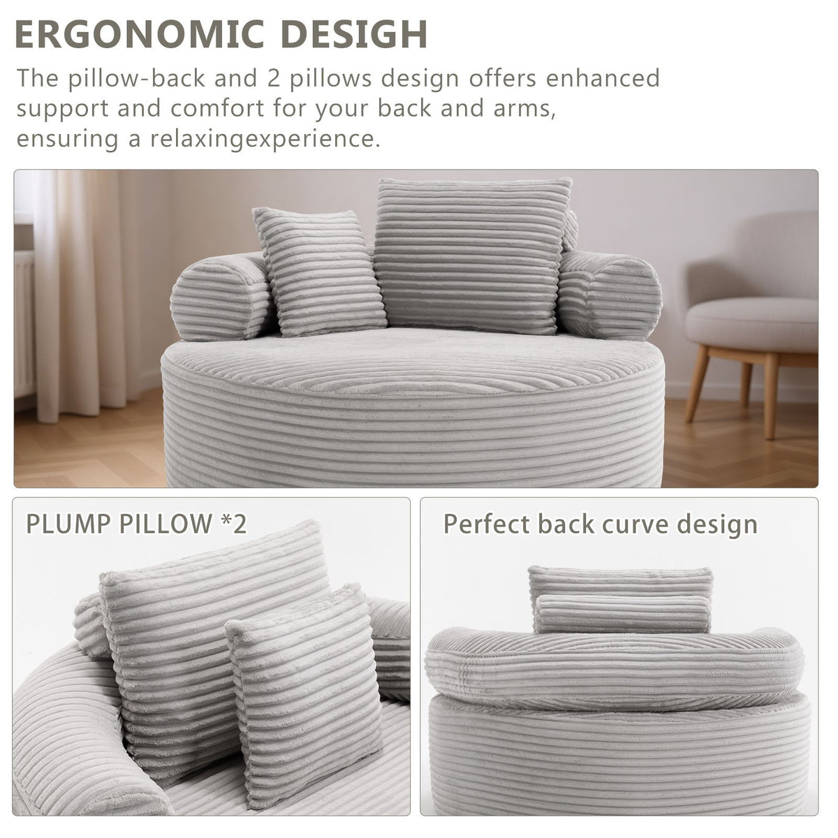 Round Sofa Bed and Pillows for the Living Room