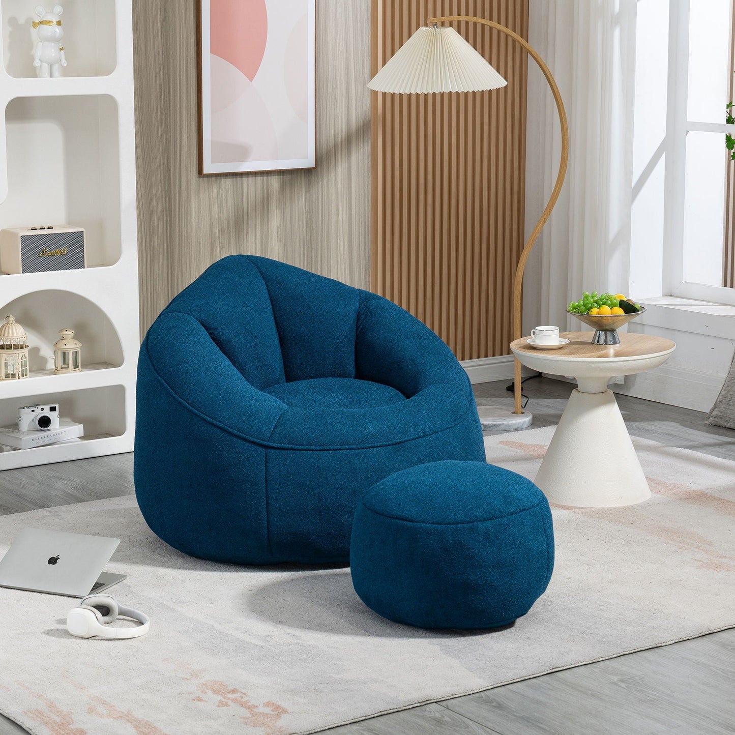 Cozy Bean Bag Chair With Foam and Footrest