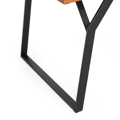 Zora dining table black iron frame with weather-resistant acacia wood top on Tampa Home & Garden Store