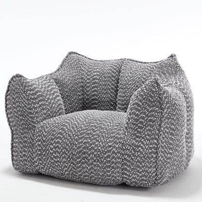 Gray chenille arm chair with highly resilient foam cushions and curved silhouette on Tampa Home & Garden Store
