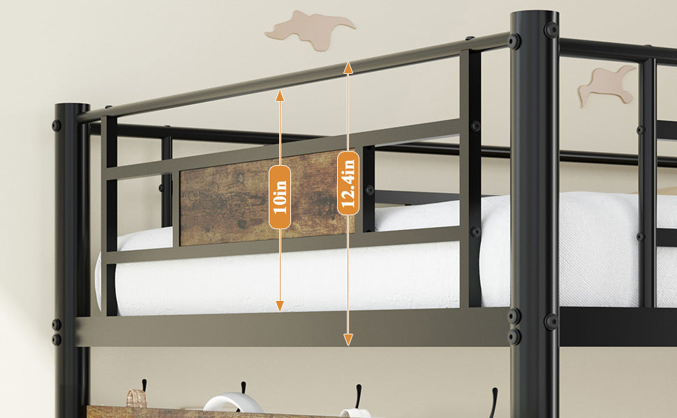 Twin size loft bed frame with storage in black-gray metal by HouseOfZazla on Tampa Home & Garden Store