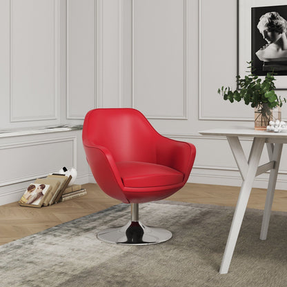 Caisson Swivel Lounge Chair red leather with chrome pedestal base by HouseOfZazla on Tampa Home & Garden Store
