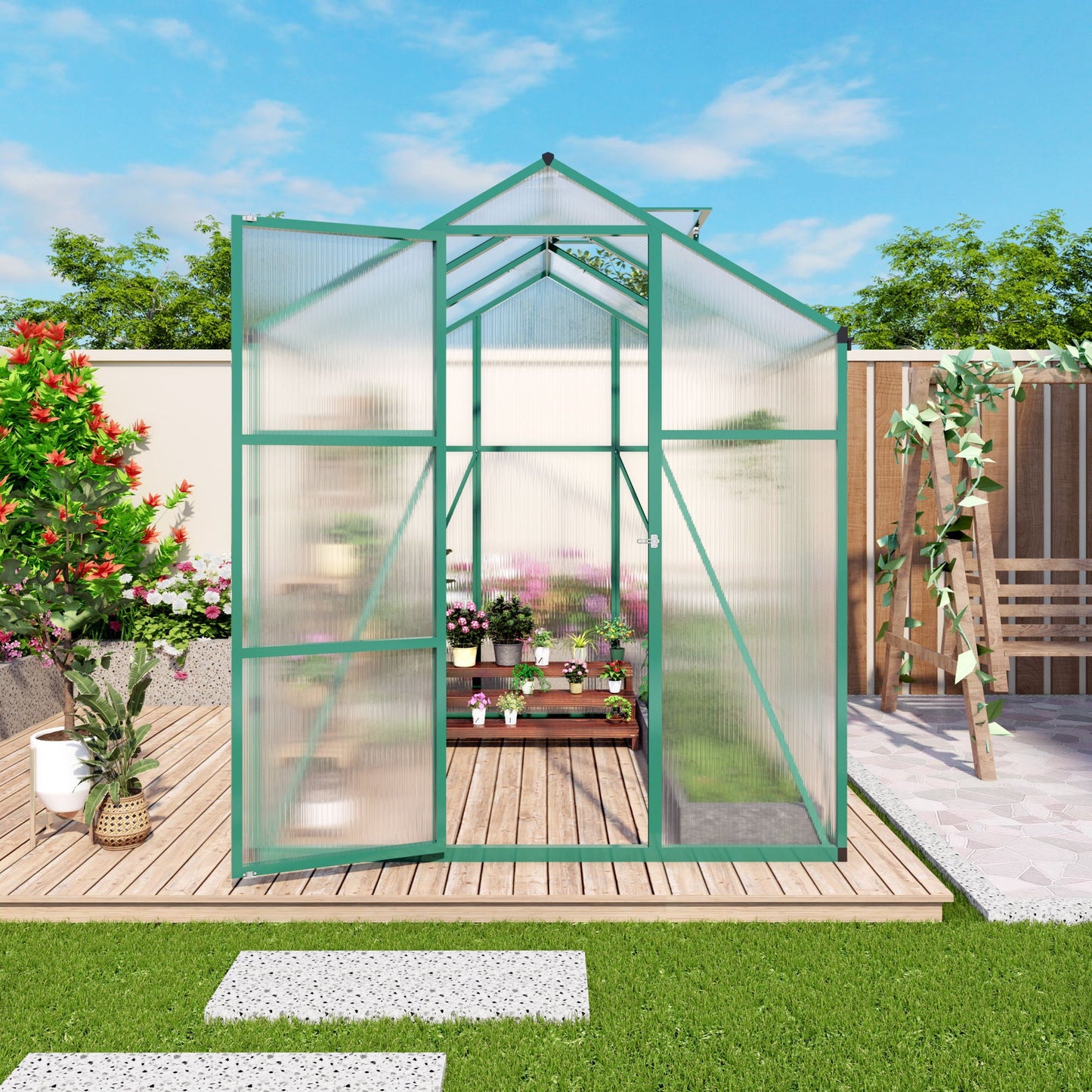 Strong Polycarbonate Walk In Greenhouse and Porch