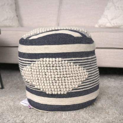 Diamond Handcrafted Cylindrical Wool Pouf