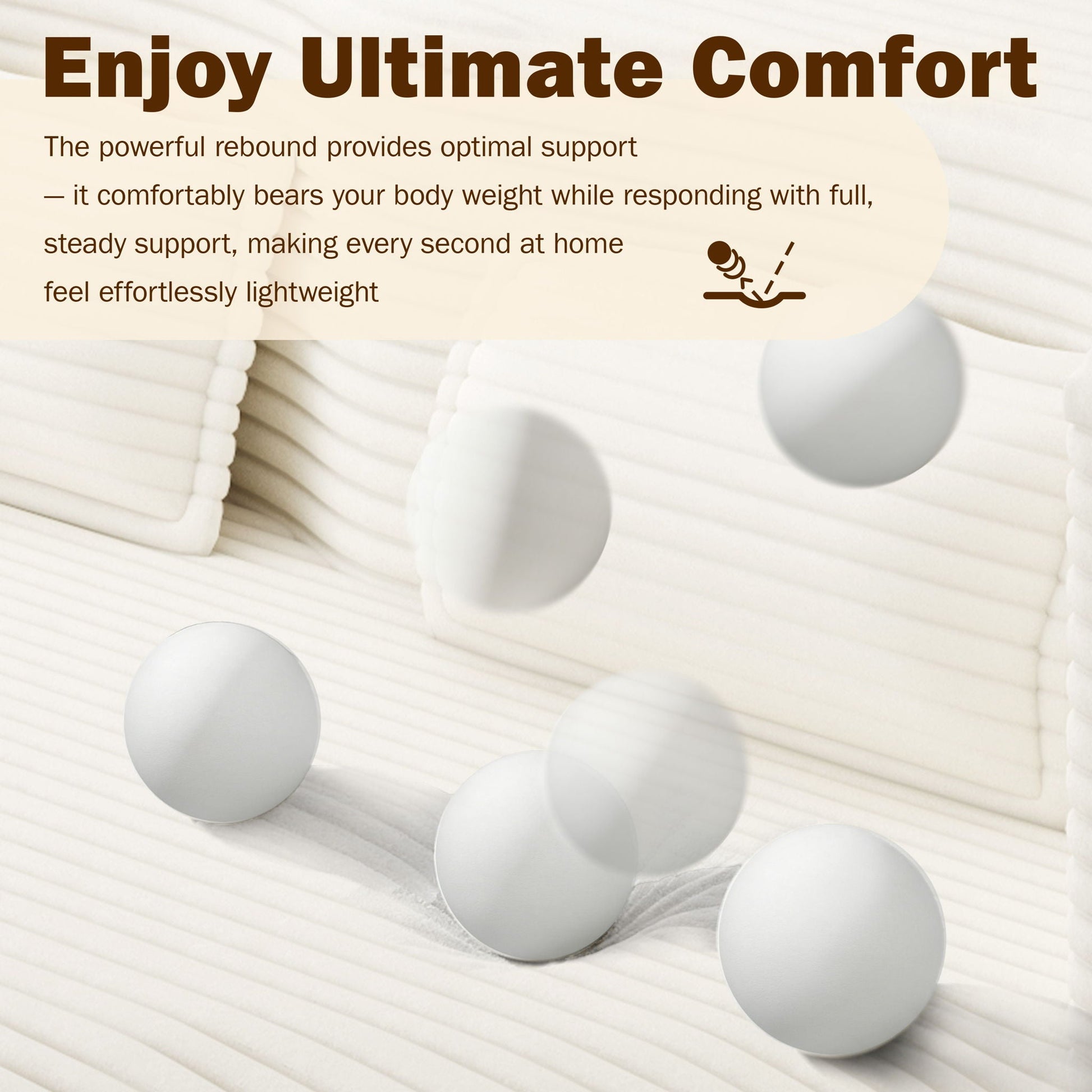 Floor Sofa With 2 Pillows banner in beige tones, featuring Enjoy Ultimate Comfort text on Tampa Home & Garden Store