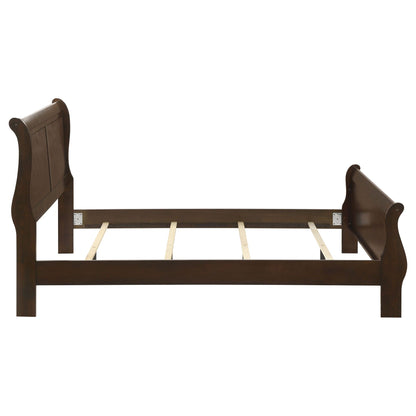 Sleigh Bed HouseOfZazla dark wood bed frame with curved headboard and footboard on Tampa Home & Garden Store