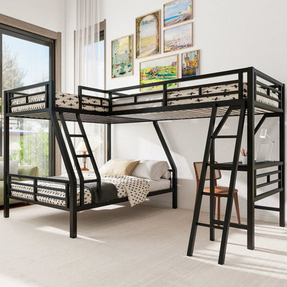 Twin Over Full Bunk Bed With Loft Desk L Shaped