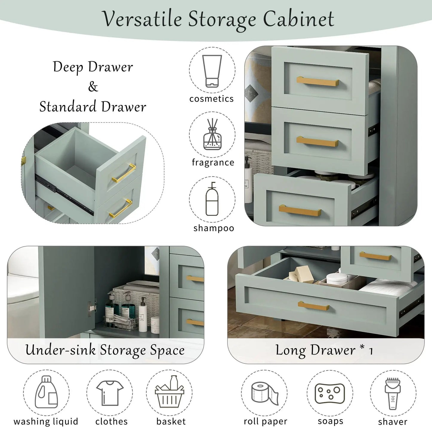 Bathroom Vanity With Sink Solid Wood Cabinet