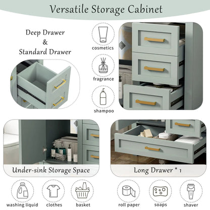 Bathroom Vanity With Sink Solid Wood Cabinet