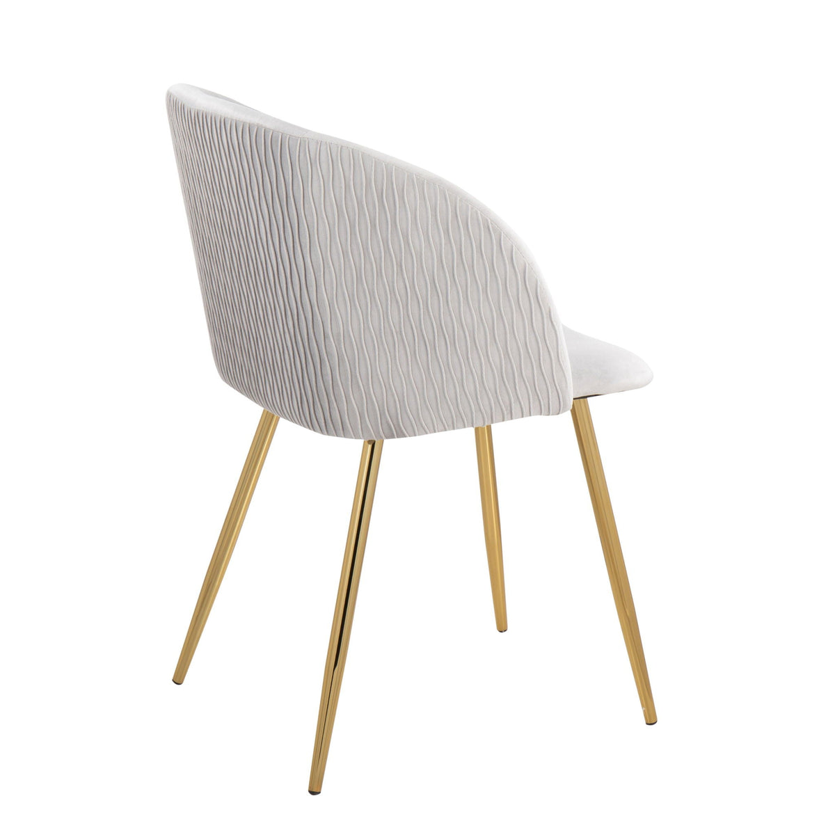 Pleated Waves contemporary chair set of 2 in light gray fabric with gold-tone metal legs on Tampa Home & Garden Store