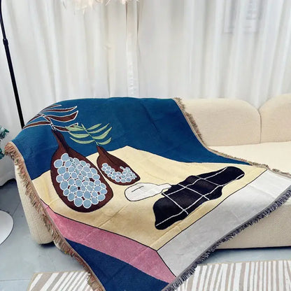 Blue Geometric Knitted Throw by Decorbites with bold color blocks on Tampa Home & Garden Store