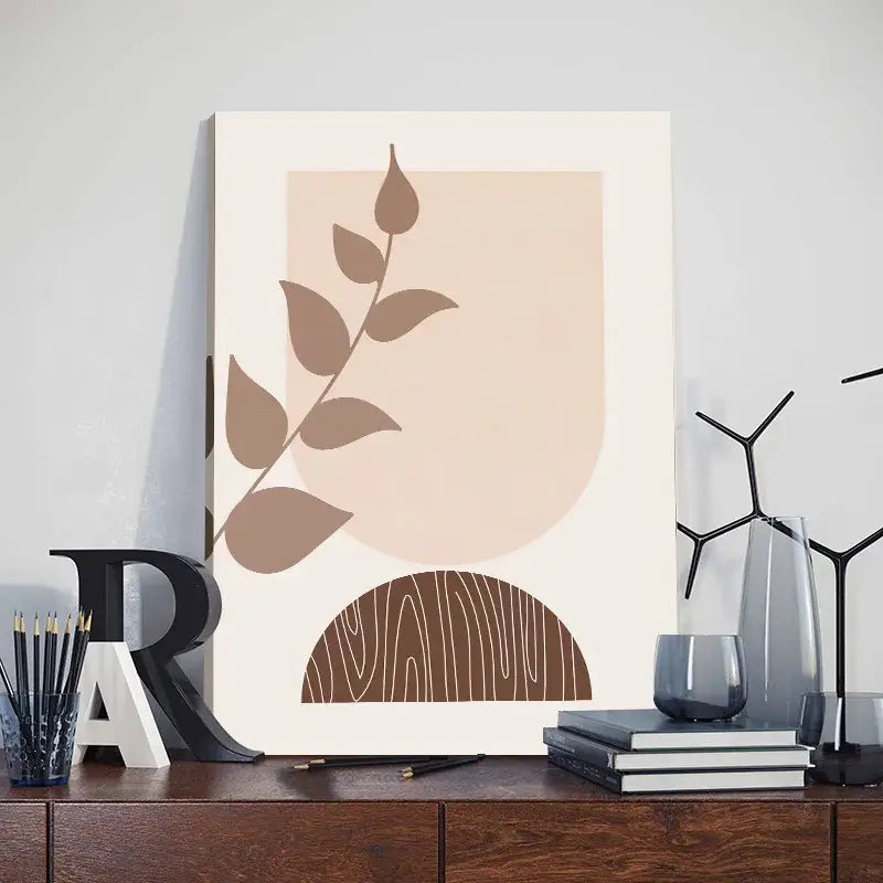 Posters Decorbites modern abstract orange leaf prints with beige shapes on Tampa Home & Garden Store