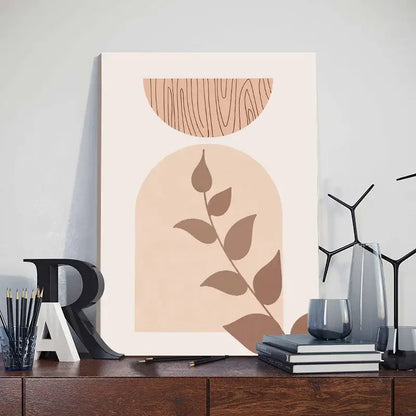 Modern orange leaf posters; peach arch with leaf motif for living room wall art on Tampa Home & Garden Store