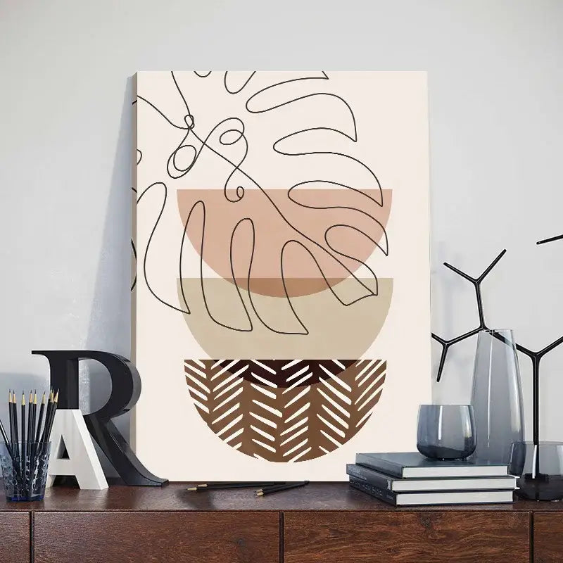 Posters: Modern abstract orange leaf prints set by Decorbites for living room wall art on Tampa Home & Garden Store
