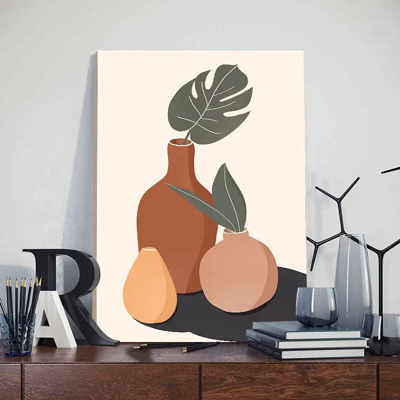 Posters Decorbites modern abstract orange leaf prints set for living room wall art on Tampa Home & Garden Store