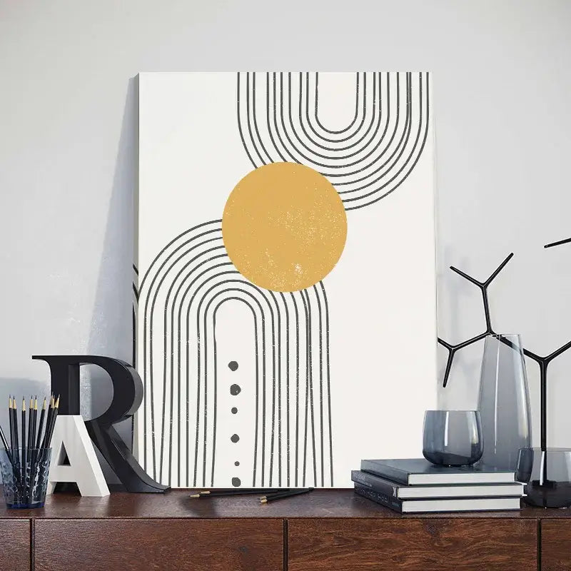 Modern abstract orange leaf posters set by Decorbites for living room wall art prints on Tampa Home & Garden Store