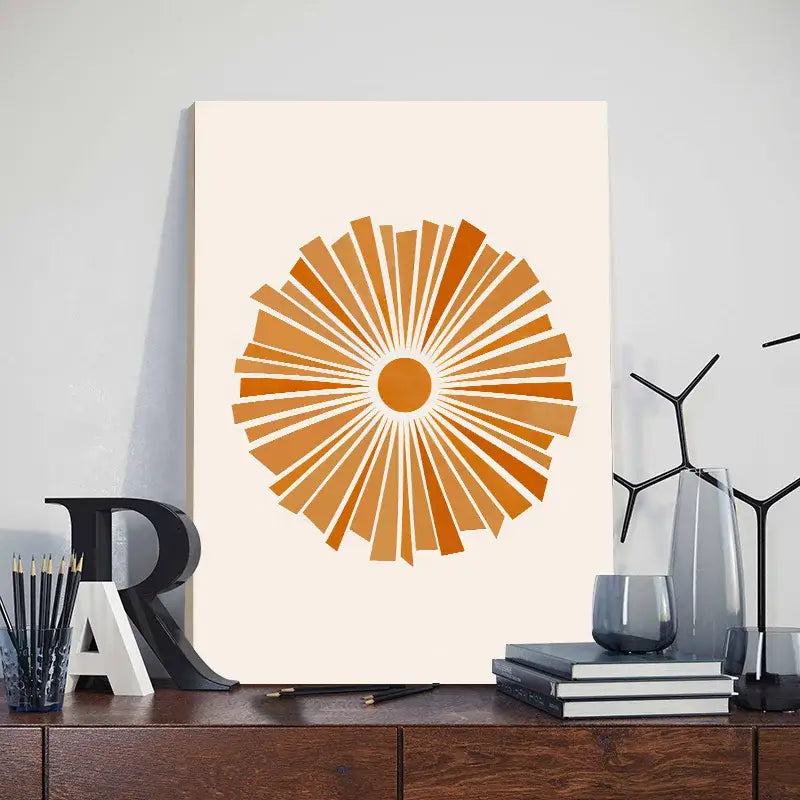 Poster Decorbites orange radial leaf print with white background on Tampa Home & Garden Store