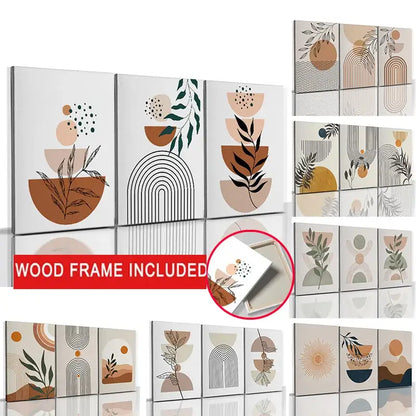 Posters Decorbites modern abstract orange leaf set with wood frame for living room wall art on Tampa Home & Garden Store