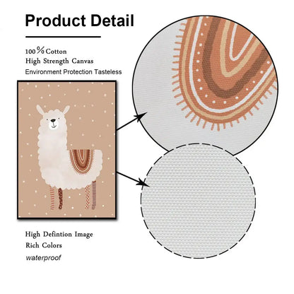 Poster Decorbites abstract programmer gamer infographic with tan alpaca on textured canvas on Tampa Home & Garden Store
