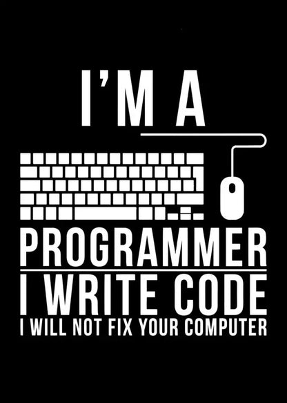 Poster by Decorbites: black and white abstract programmer infographic with keyboard and mouse on Tampa Home & Garden Store