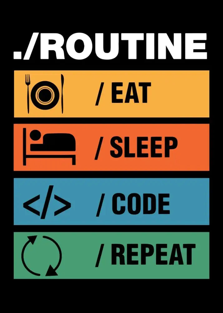 Abstract programmer infographic poster by Decorbites with four color bars eat sleep code repeat on Tampa Home & Garden Store