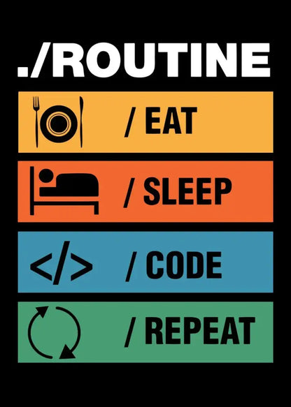 Abstract programmer infographic poster by Decorbites with four color bars eat sleep code repeat on Tampa Home & Garden Store