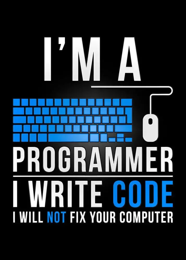 Decorbites poster Abstract programmer infographic with blue keyboard and mouse on black on Tampa Home & Garden Store