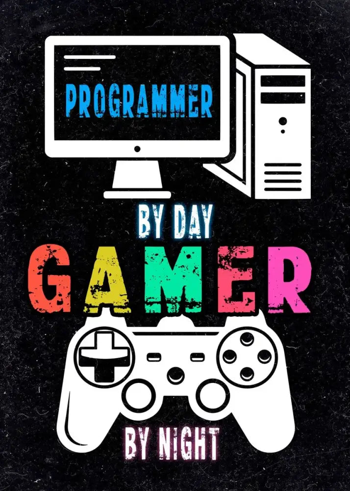 Poster: Abstract programmer gamer infographic with multicolor GAMER text by Decorbites on Tampa Home & Garden Store