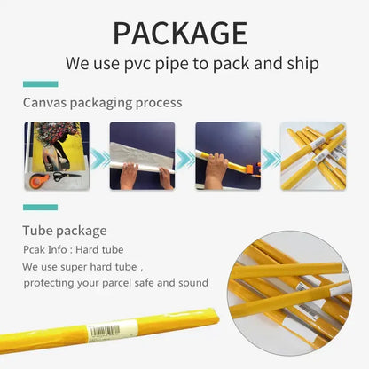 Abstract programmer gamer infographic poster Decorbites showing packaging steps and tubes on Tampa Home & Garden Store