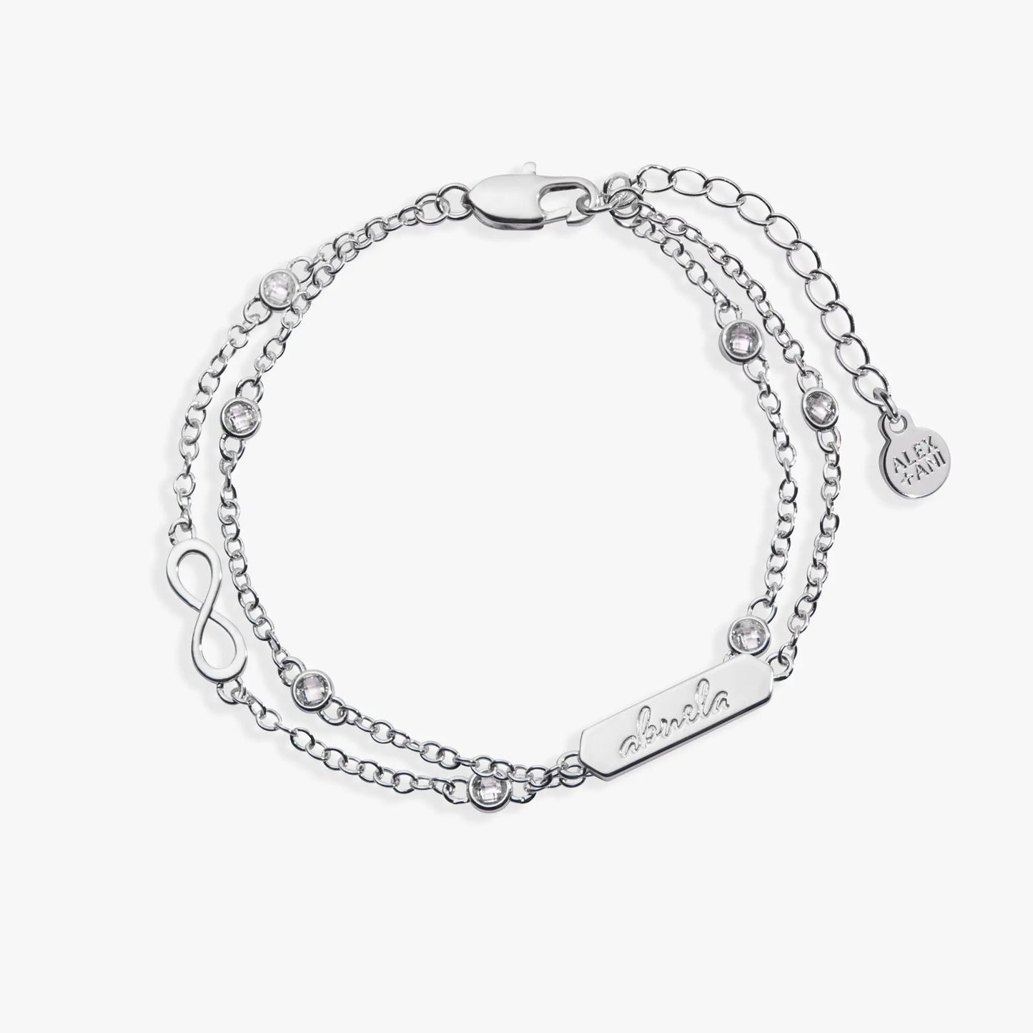 Abuela Infinity Chain Double Strand Bracelet, silver-tone with crystal beads, ALEX AND ANI on Tampa Home & Garden Store