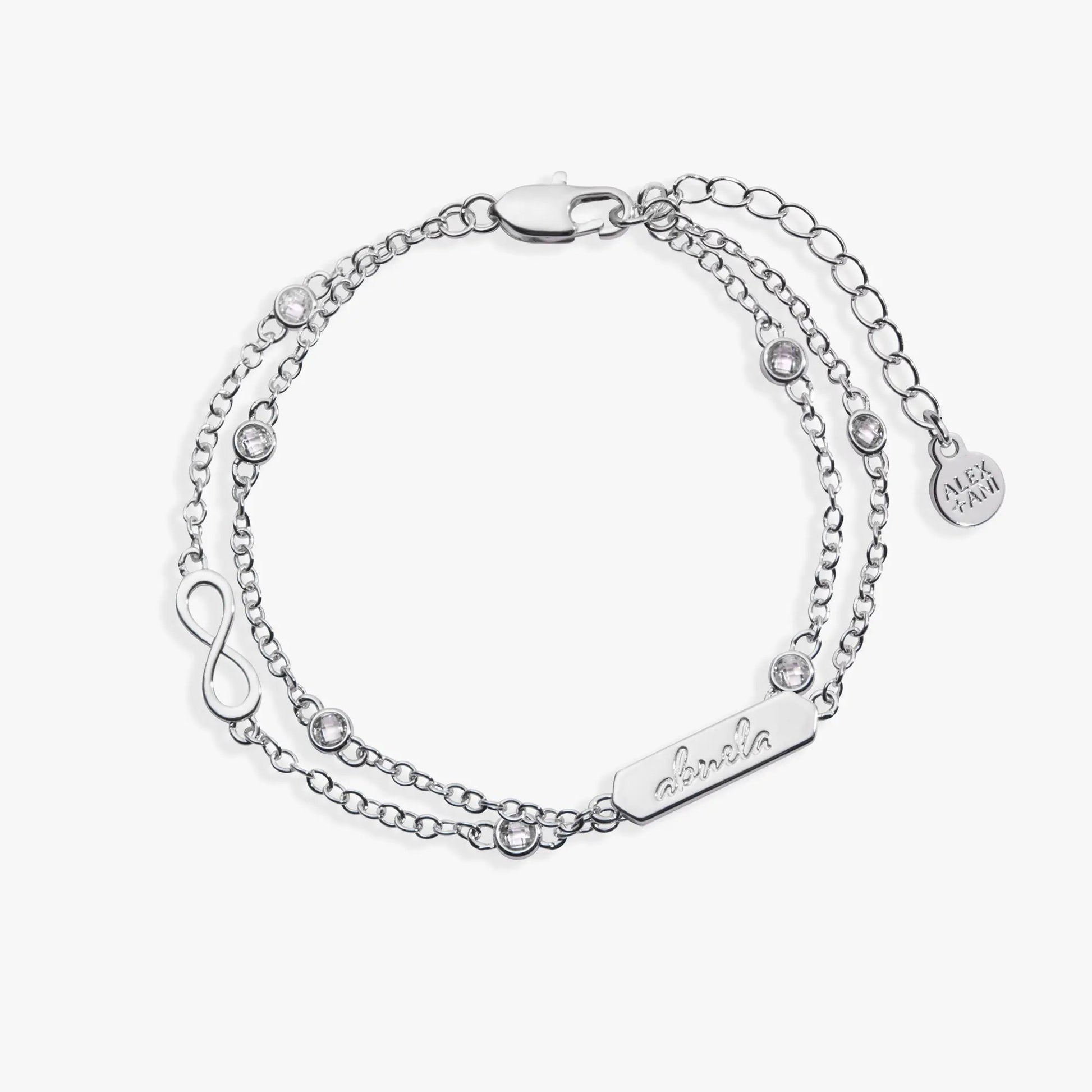 Abuela Infinity Chain Double Strand Bracelet, silver-tone with crystal beads, ALEX AND ANI on Tampa Home & Garden Store