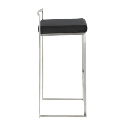 Contemporary stackable barstool with padded charcoal seat and brushed-metal frame on Tampa Home & Garden Store