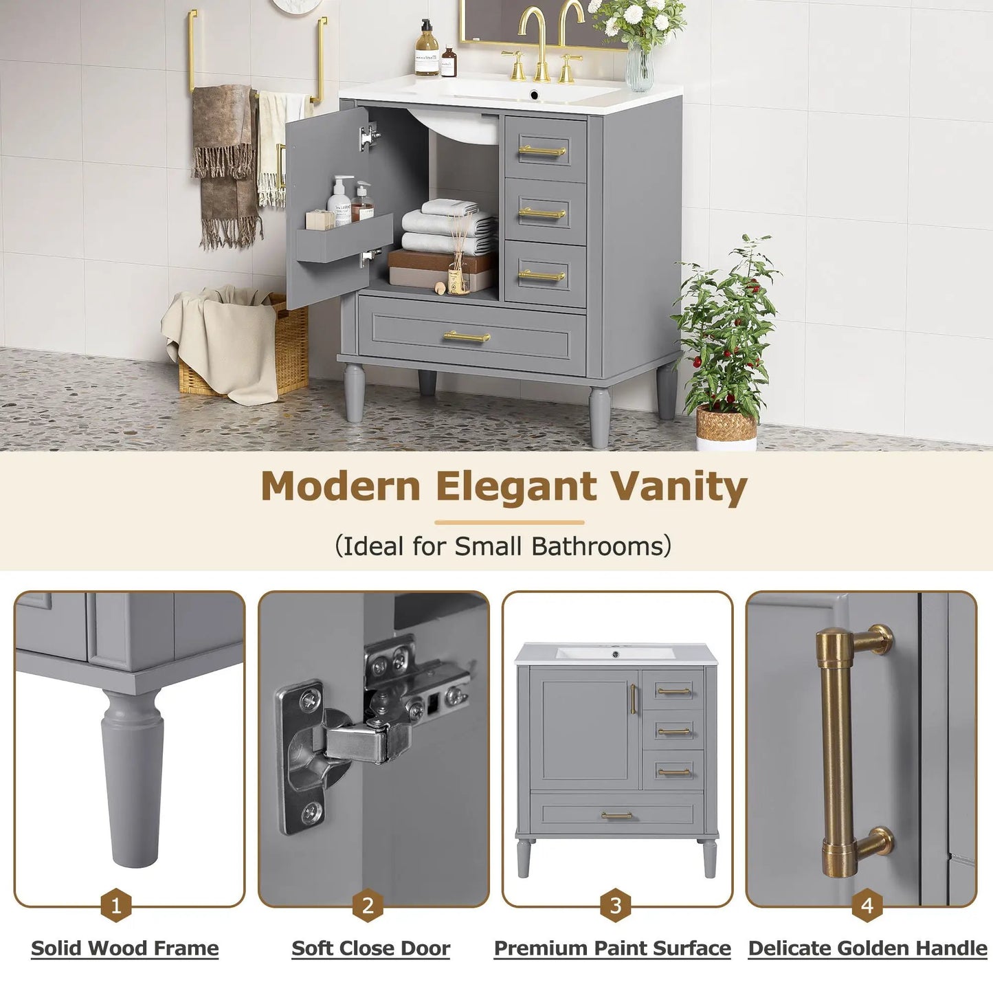 Traditional Bathroom Vanity With Soft Close Doors