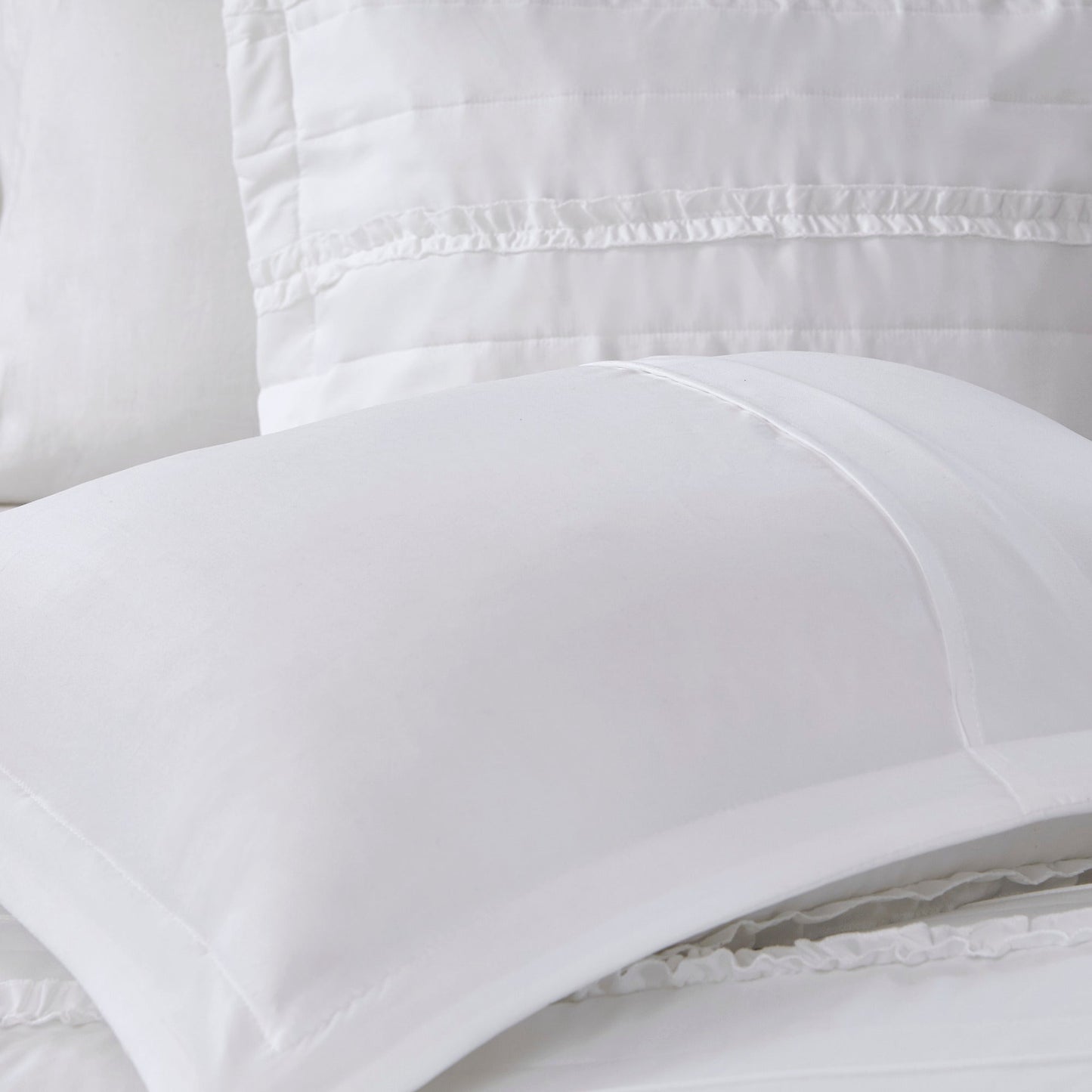 5 Piece Microfiber Ruffled Comforter Set White Queen by HouseOfZazla on Tampa Home & Garden Store