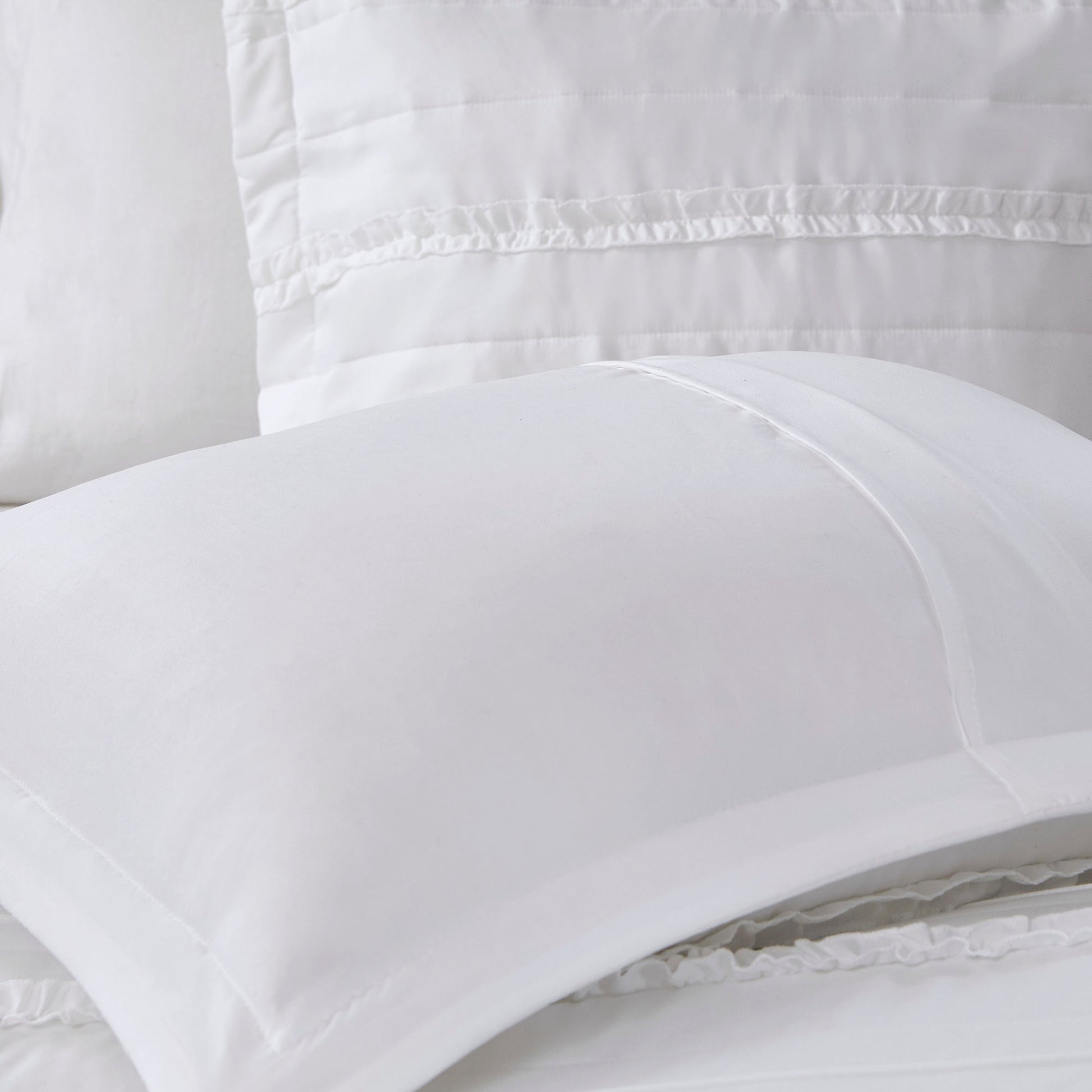 5 Piece Microfiber Ruffled Comforter Set White Queen by HouseOfZazla on Tampa Home & Garden Store